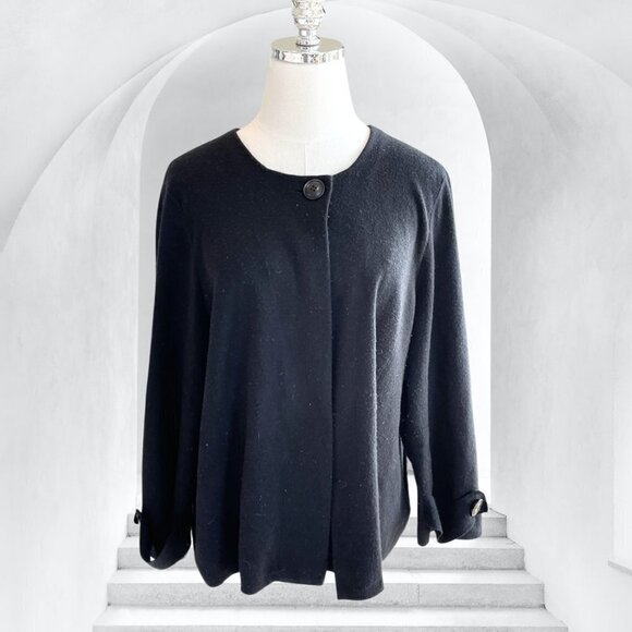 Anthropologie Sweaters - Anthropologie Black Peplum Open One Button Cardigan Sweater Size 1x